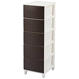 サンカ ルームス 収納 チェスト ブラウン スリム 5段 (幅34×奥行42×高さ107cm) スルっと引き出せて スキッと締まる引き出し キズ付きにくいマット加工パネル 簡単組み立て おしゃれ 収納ケース 収納ボックス 日本製 衣装ケース タンス リビング クローゼット 洗面所ROOM'S shade RSD-S345BR