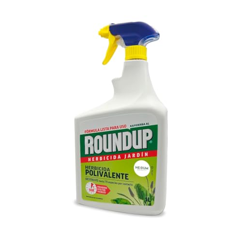 ROUNDUP Herbicida para Todo Tipo de Hierbas |1 Litro Listo para Usar con Aplicador de Pistola Integrado | Efecto Visible en 1 Hora | Elimina Más de 70 Especies de Malas Hierbas y Musgo | 1 Unidad
