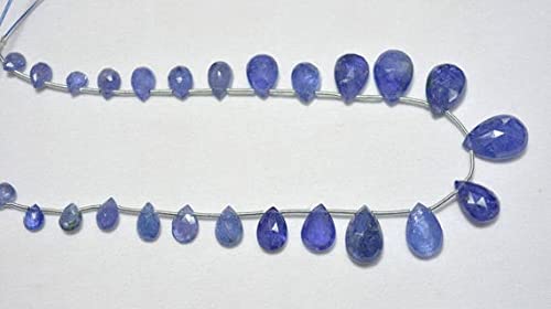 Perles tanzanite d'exception de forme poire facettée pour joaillerie haut de gamme