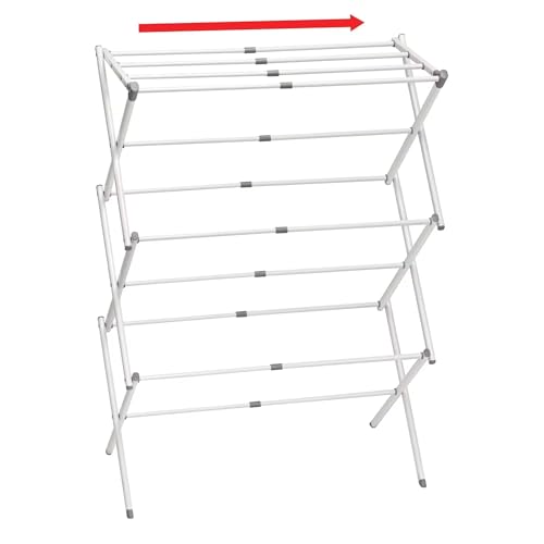 Image of ANTARYAMI 3-Tier Expandable Collapsing Foldable Laundry Drying Rack Cloth Drying Stand Balcony Stainless Steel Window Stand Bathroom Garden Indoor Outdoor Space-Saving (White)