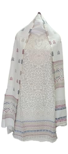 Image of Womens designer woolen suit for women with salwar and kashmiri shawl winter wear kani unstitched fabric set, stylish kurta pant set woollen dress material for women by pure pashmina wooltex