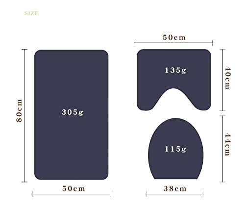 Claean-Acces-Home Wc Deckelbezug Dreiteilige Memory-Schaum-Matte Ottomane Muschelschale Geprägte Toiletten-Bodenmatte… – Bild 3