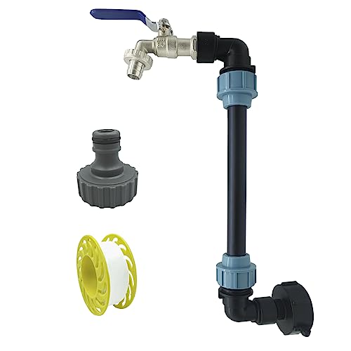 SyiXute 1 Sets IBC Grifo de Latón con Cuello de Cisne S60 x 6 IBC,Adaptador IBC de 3/4 Pulgadas para Deposito Agua 1000 litros,Barril de Lluvia