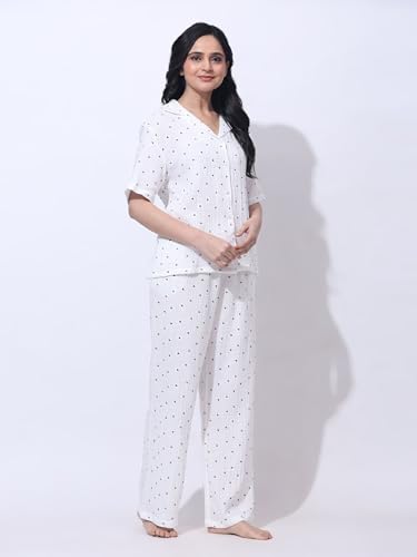 Image of B STORIES Women's Cotton Pyjama Set | Comfort and Relexed Nightsuit for Ladies