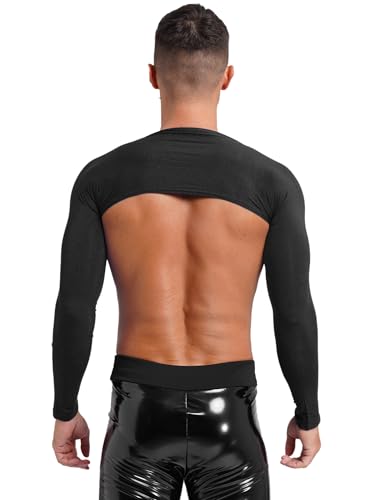 Men's Muscle Shrug Tops Long Sleeve Open Front Crop Tops Sun Protection Blouse Clubwear2