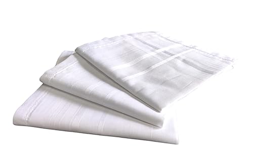 Image of Premium 100% Cotton Handkerchiefs for Men, 48 x 48 cm, Large Size Rumal Napkins, White & Multicolor Stripes
