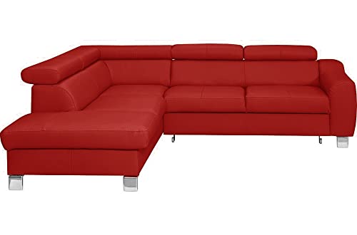 VENESETTI - Canapé d'angle Convertible en Cuir Italien de Luxe 5 Places Astrid, Rouge foncé, Angle Gauche