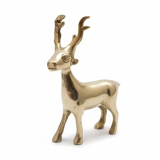 Image of Vastu Remedy Deer Idol for Energy, Stamina & Team Harmony | Pure Brass Decorative Showpiece for Home & Office | West-North-West Placement Brass Animal Figurine