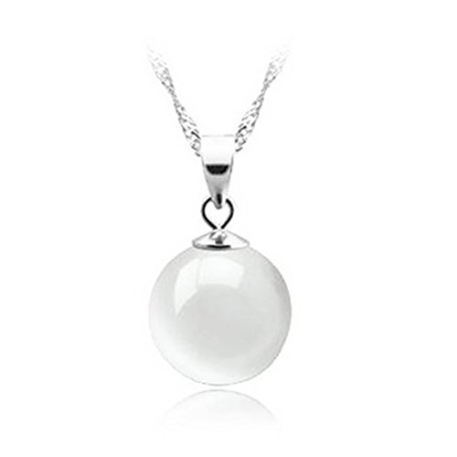 sephla Fashion Jewelry 14k White Gold Plated Ball Pendant Necklace for Women