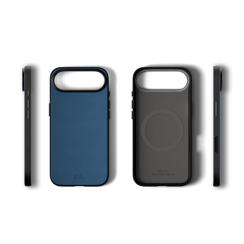 Image of DailyObjects Leatherite Case for iPhone Air Compatible with MagSafe Wireless Charging | Navy Blue-Gey Hybrid Magnetic Back Cover