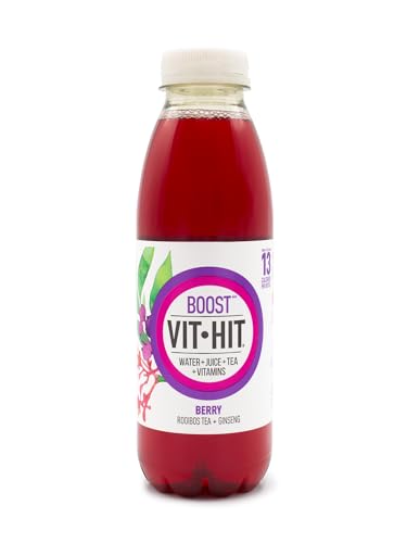 VIT HIT BOOST | Bayas de verano con Jengibre | Bebida Vitaminada con base de zumo y té Rooibos | Bebida sin calorías | Botella de 500 ml