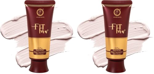 Image of Colors Queen Fit For U Oil Free Foundation with Primer - Ivory, 50 ml | Long Lasting & Waterproof, Medium to Full Coverage, Weightless Matte Finish | Liquid Foundation for Face Makeup (Pack of 2)