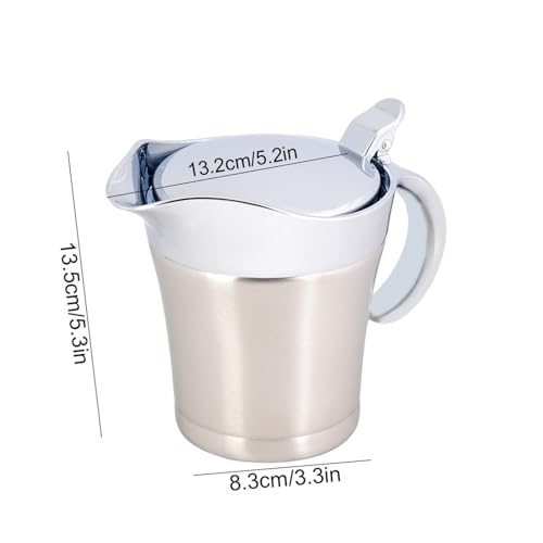 Foto von Isolierter Saucentopf, 304 Edelstahl, Doppelt Isolierte Sauciere mit Klappdeckel, Sauciere, Doppelwandiger Servier Saucenkrug für Soße, Ketchup, Salatdressing, Milch (Kleine 450ml)