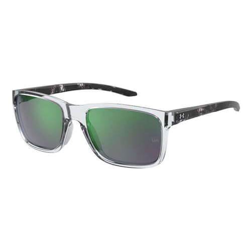 Under Armour UA0005/S Hustle 0MNG/Z9 58MM Crystal Black/Green Multi Polarized Rectangular Sunglasses for Men +BUNDLE with ACCESSORY EYEWEAR KIT
