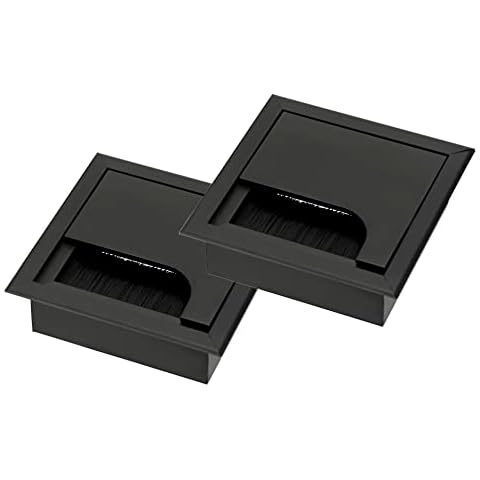 Pack of 2 - Aluminium Cable Pass 80 x 80 - Black Cover