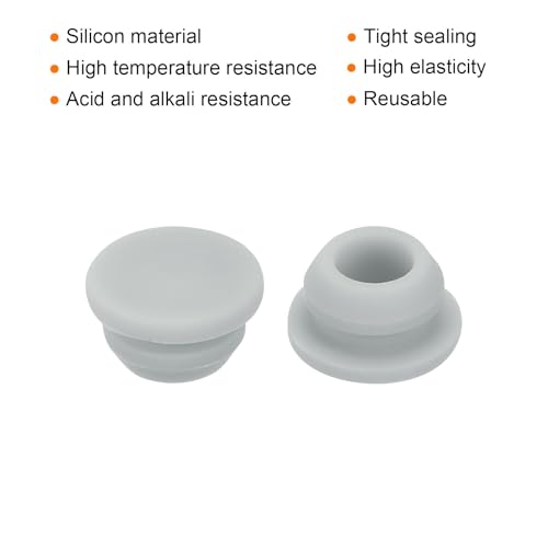 Image of MECCANIXITY 10pcs Silicone Snap in Locking Hole Plugs,8mm /0.3 Inch Mounting Diameter Narrow Groove Width 2mm Panel Seal Cover Round for Kitchen Bulkheads Waterproof Sealing Plugs Grey
