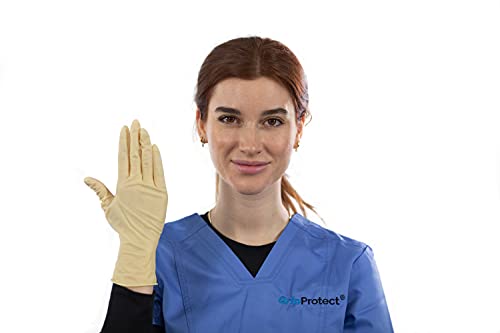 GripProtect Ultra 8 Mil Latex Exam Gloves, Disposable, Textured, Medical, Automotive, Janitorial, Home, EMS, Hospital, Law-Enforcement (Medium 100)