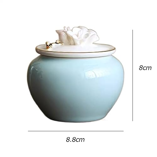 Boîte à thé en céramique bleue étanche pour conserver vos thés en vrac