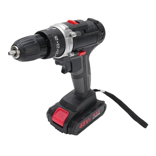 Fafeicy Conductor Inalámbrico de Perforación, Taladro de Alimentación sin Cepillo de 21 V 350W con 25 Configuraciones de Torque Luz Led de Batería de 1300 MAh para (Enchufe de la UE)
