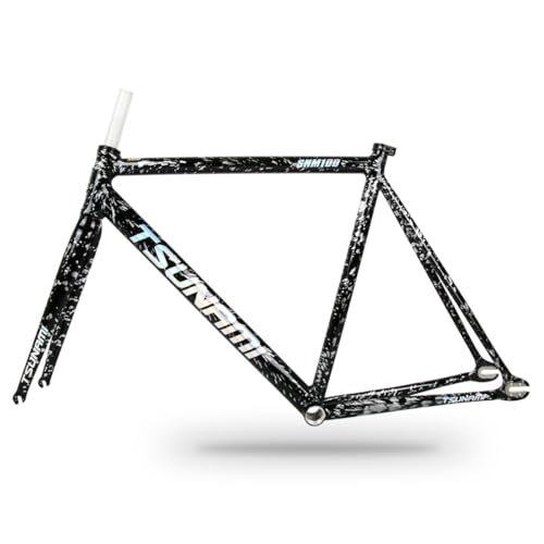 BSFHQS 49CM 52CM 55CM 58CM Fixed Gear Bike Frameset 700C Aluminum Alloy Bike Frame Racing Track Bike C Brake Frame 100/120mm Quick Release Frame(Gray,55cm)