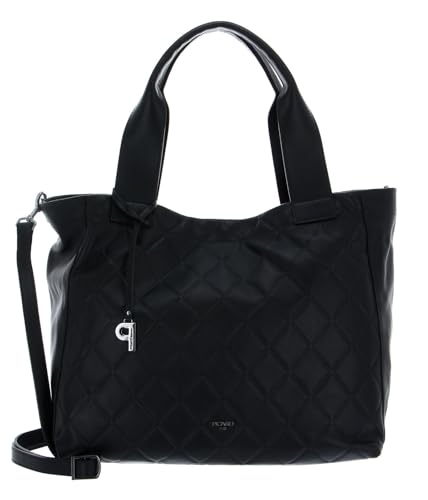 Bolso de hombro Picard Voila de cuero negro tipo hobo con bandolera ajustable
