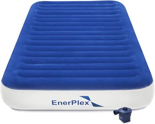 EnerPlex Twin Air Mattress for Camping, Travel & Home - Luxury, 9-Inch Double Height Inflatable Bed w/Built-in Dual Pump