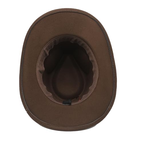 Image of LIDHAY Women Men Classic Felt Wide Brim Western Cowboy Cowgirl Hat with Belt Buckle