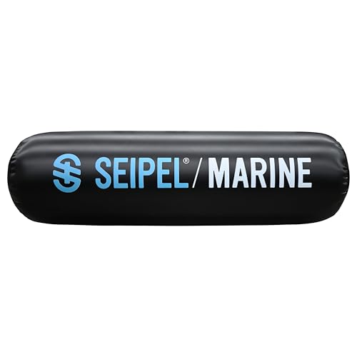 Seipel Marine Boat Bumper - Inflatable Dock & Tie-Up Protection - Durable UV Material - Double Welded Seams - Easy Setup - Includes Tie-Down Cleats & Ropes - 5 Ft - Black