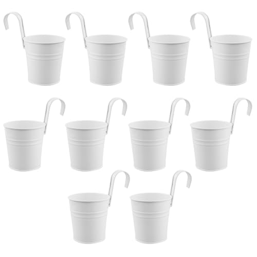 RESTALLADNWEST Set di 10 vasi da fiori sospesi in metallo con foro di drenaggio, per balconi, recinzioni