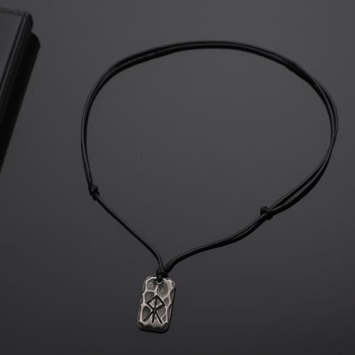 Image of Ankiyabe Stainless Steel Norse Viking Rune Pendant with Adjustable Braided Rope Good Luck /Love /Strenght /Health Viking Symbol Necklace for Men Women