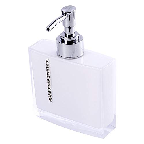 Badezimmer Accessoires Set 5-teilig Acryl Seifenspender, Zahnbürstenhalter, Seifenschale, 2 Zahnputzbecher, Weiß