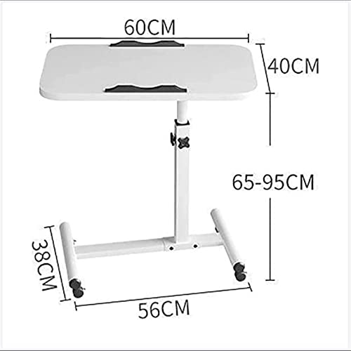 Tavolo da letto regolabile in altezza con ruote bloccabili, postazione di lavoro portatile inclinabile per ospedale, casa, ufficio, letto e divano, altezza regolabile 65-95 cm