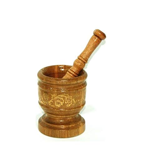 Mortar and Pestle - Wood Classic Handmade - Crush Spices - Garlic Smasher