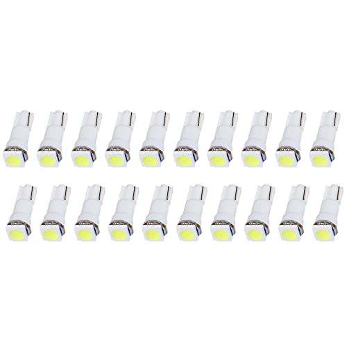 cciyu T5 58 70 73 74 Dashboard Gauge 1-SMD 5050 LED Wedge Lamp Bulbs Lights Replacement fit for Dashboard instrument Panel Light Bulbs LED Lamps,20Pack White
