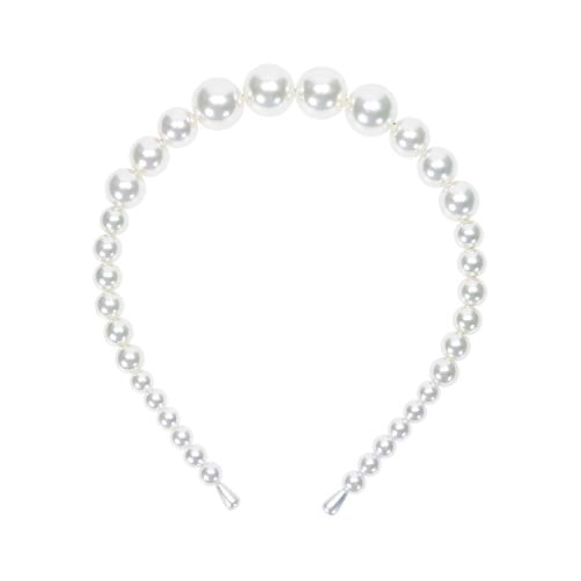 White Pearl Headband Faux Pearls Beads Hair Hoop