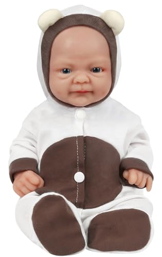 Vollence 36cm Poupées Bébé Entièrement en Silicone, poupées réalistes, poupées de Nouveau-né,bébé Reborn en Silicone,Vraie poupée - Fille