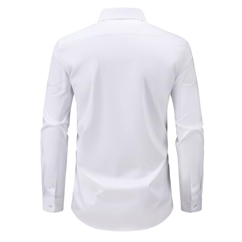 Men's Dress Shirts Stretch Wrinkle-Free Long Sleeve Shirts Solid Business Casual Formal Button Up Shirt3