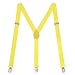 HDE Solid Color Y-Back Clip Suspenders - 1 Inch Wide (Yellow)