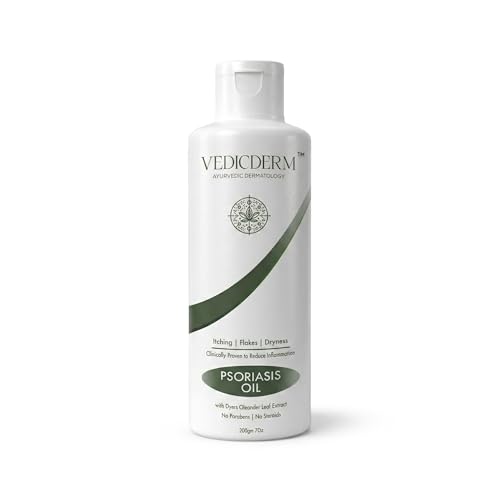 Image of VEDICDERM Natural Psoriasis Oil | 2-in-1 Skin + Scalp Relief for Skin Care Oil, Steroid-Free Formula for Dry, Itchy, and Flaky Skin, Helps Reduce Redness & Irritation, Promote Hydration (200ml Pack of 1)