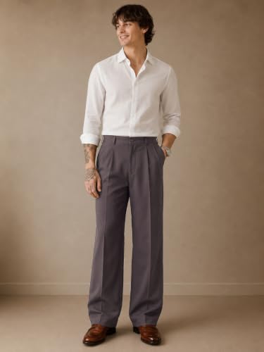 Image of Amazon Brand - INKAST Men Relaxed Fit Korean Pant | Formal Trousers | Straight Fit | Easy Wash | Office Wear