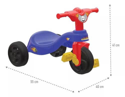 Pais & Filhos Triciclo Fast com Empurrador, Azul, Medio