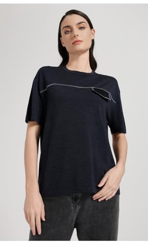 Merino Wool and Silk Short Sleeved Knitted Pullover, Navy Blue, 70% Wool 30% Silk Blend, BC1093 (US, Alpha, Medium, Regular, Regular, Graphite Grey)2