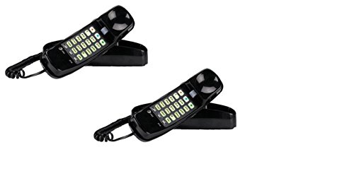 Teléfono AT&T 210M Trimline con cable, negro, 2 unidades