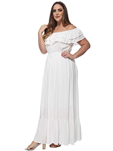 ANNA-KACI-Womens-Plus-Size-Boho-Ruffle-Off-Shoulder-Stretchy-Maxi-Long-Dress