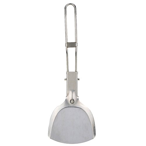 Pala de cocina plegable de acero inoxidable para camping y senderismo al aire libre, espátula plegable para picnic