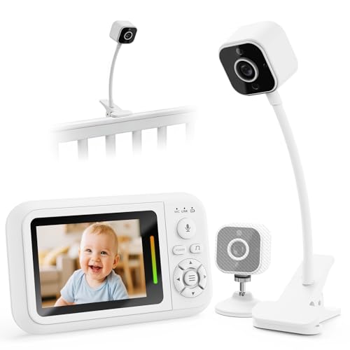 Babyphone Camera sans WiFi, Portable Camera Bebe Surveillance avec Support Lit, Connexion Privée Sécurisée 2,4 GHz, Audio Bidirectionnel, Détection des...
