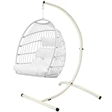 GOUTIME Hammock Chair Stand Only, Hanging Swing Egg Chair Stands Frame Holder, Heavy Duty Steel C Stand for Indoor Outdoor, Max Load 350 LBS,White