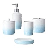 Motifeur Bathroom Accessories Set, 5-Piece Ceramic Bath Accessory Complete Set with Lotion...