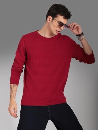 Image of HIGH STAR Men's HSMSWW23106RDNF LY Long Sleeves Regular Fit Sweater