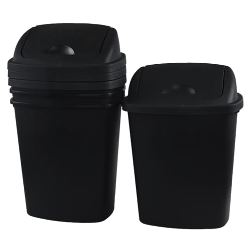 Caneca de basura de plástico 7 galones negra con tapa basculante 4 pack